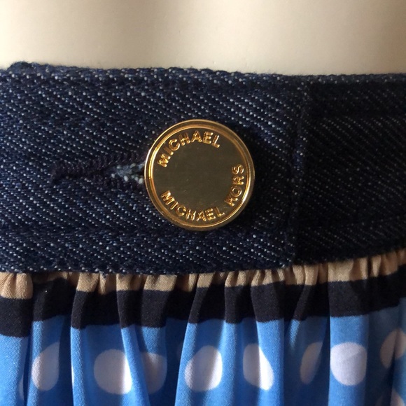 Michael Kors Blue White Polka Dot High Waisted Size 0 Long Skirt - Picture 3 of 5